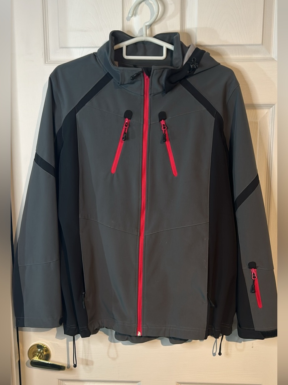 Ladies Grey Softshell Jacket with Pink Accents